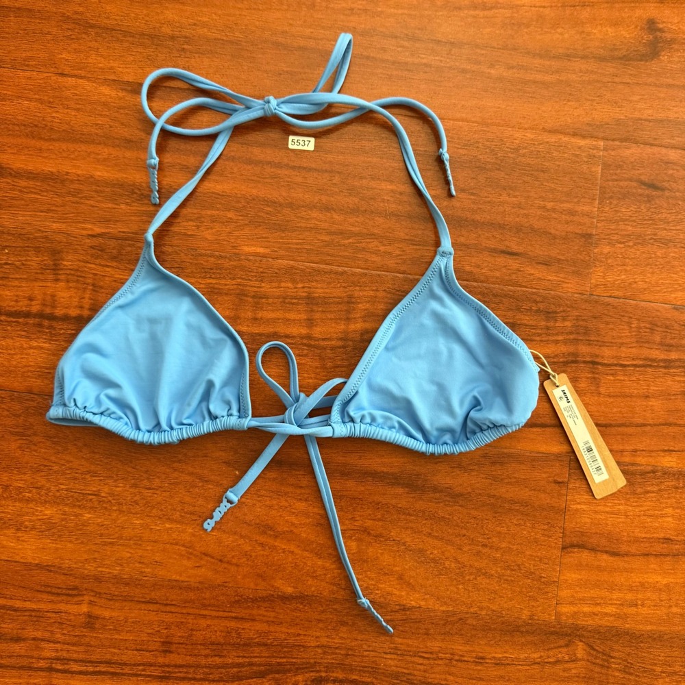 Skims Signature Swim Triangle Top Tide Blue Bikini Halter Sz XL NWT